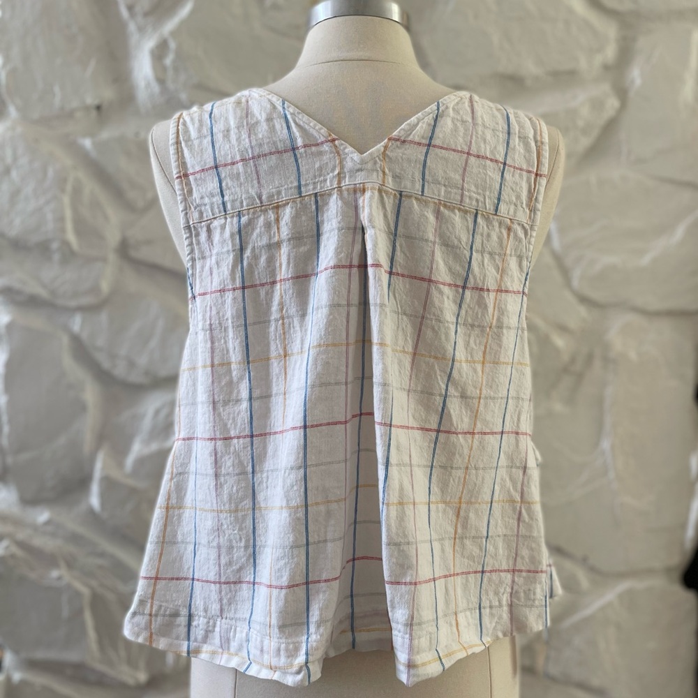 Madewell Linen Side Tie Checked Crop Top XL - Picture 8 of 8